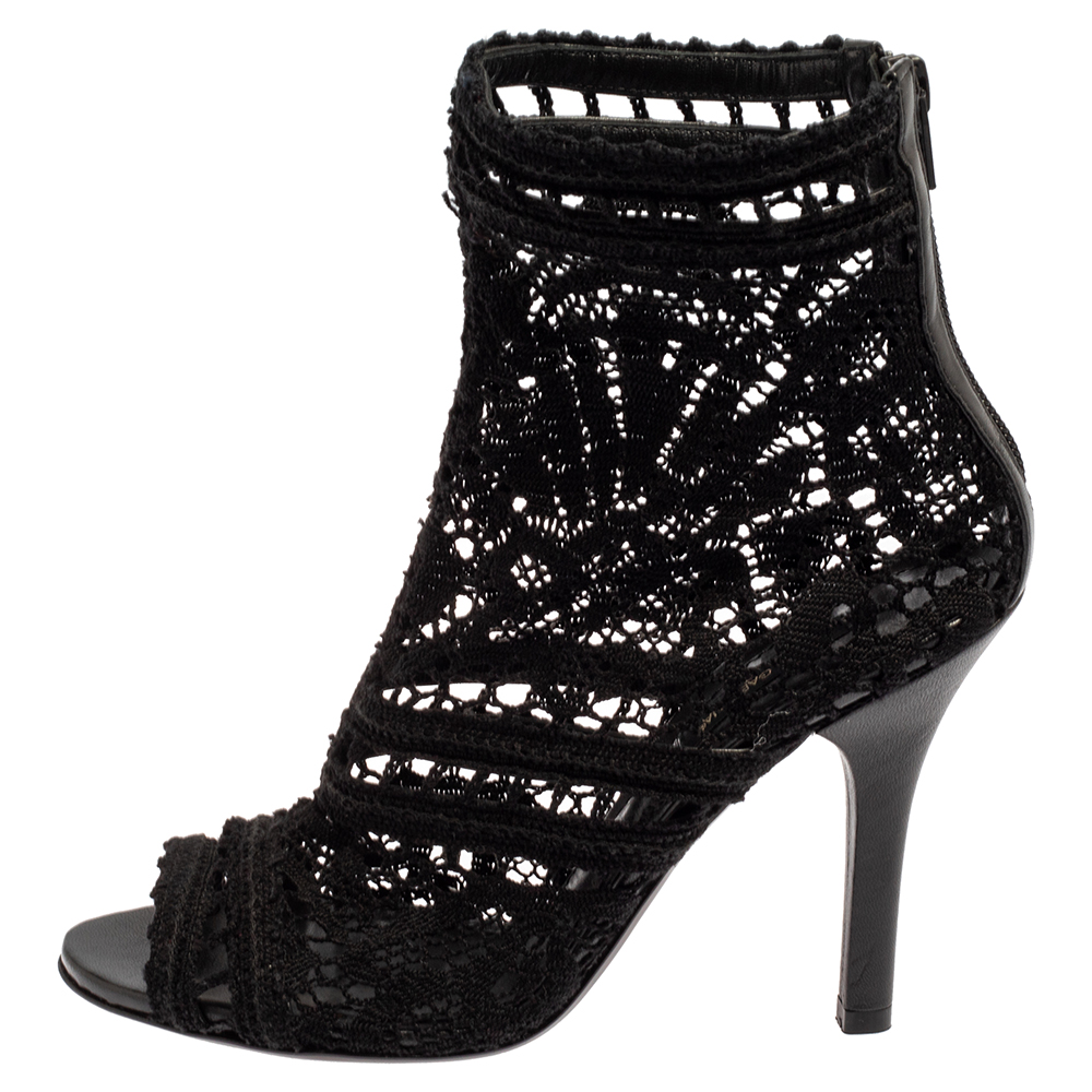 

Dolce & Gabbana Black Lace Peep Toe Booties Size