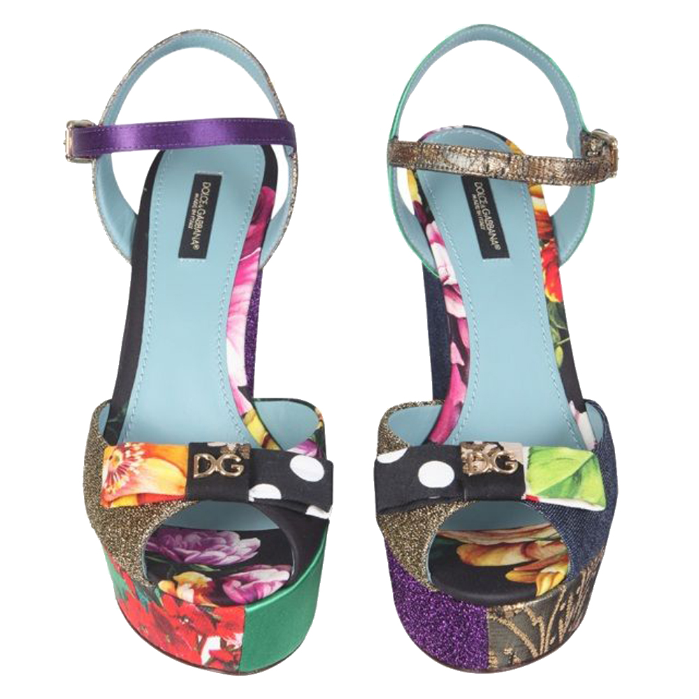 

Dolce & Gabbana Multicolour Patchwork fabrics Wedge Sandals Size IT, Multicolor