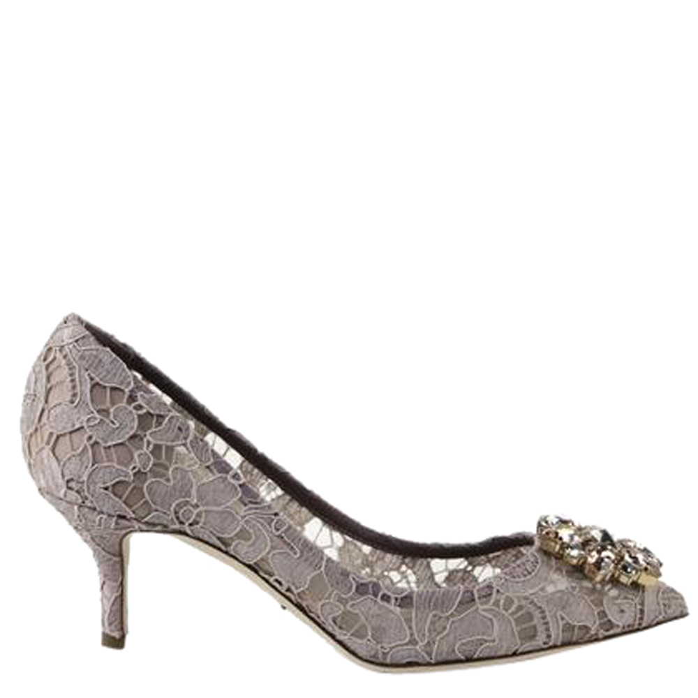 

Dolce & Gabbana Dark Purple Taormina Lace Pumps Size EU