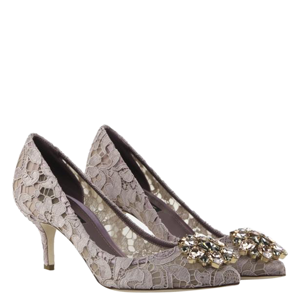 

Dolce & Gabbana Dark Purple Taormina Lace Pumps Size EU