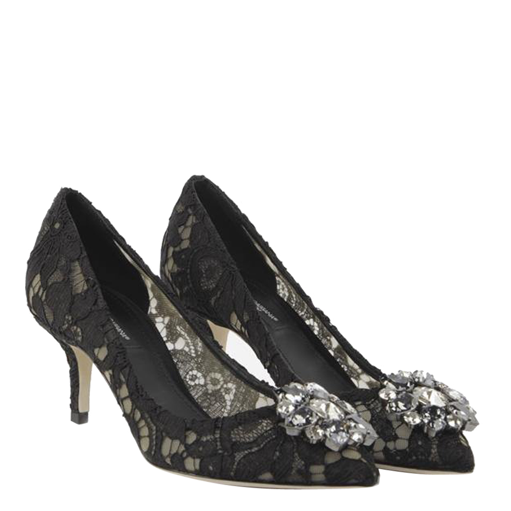 

Dolce & Gabbana Black Taormina Lace Pumps Size EU