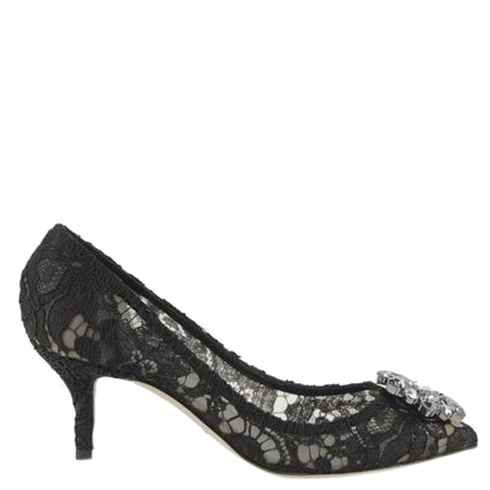 

Dolce & Gabbana Black Taormina Lace Pumps Size EU