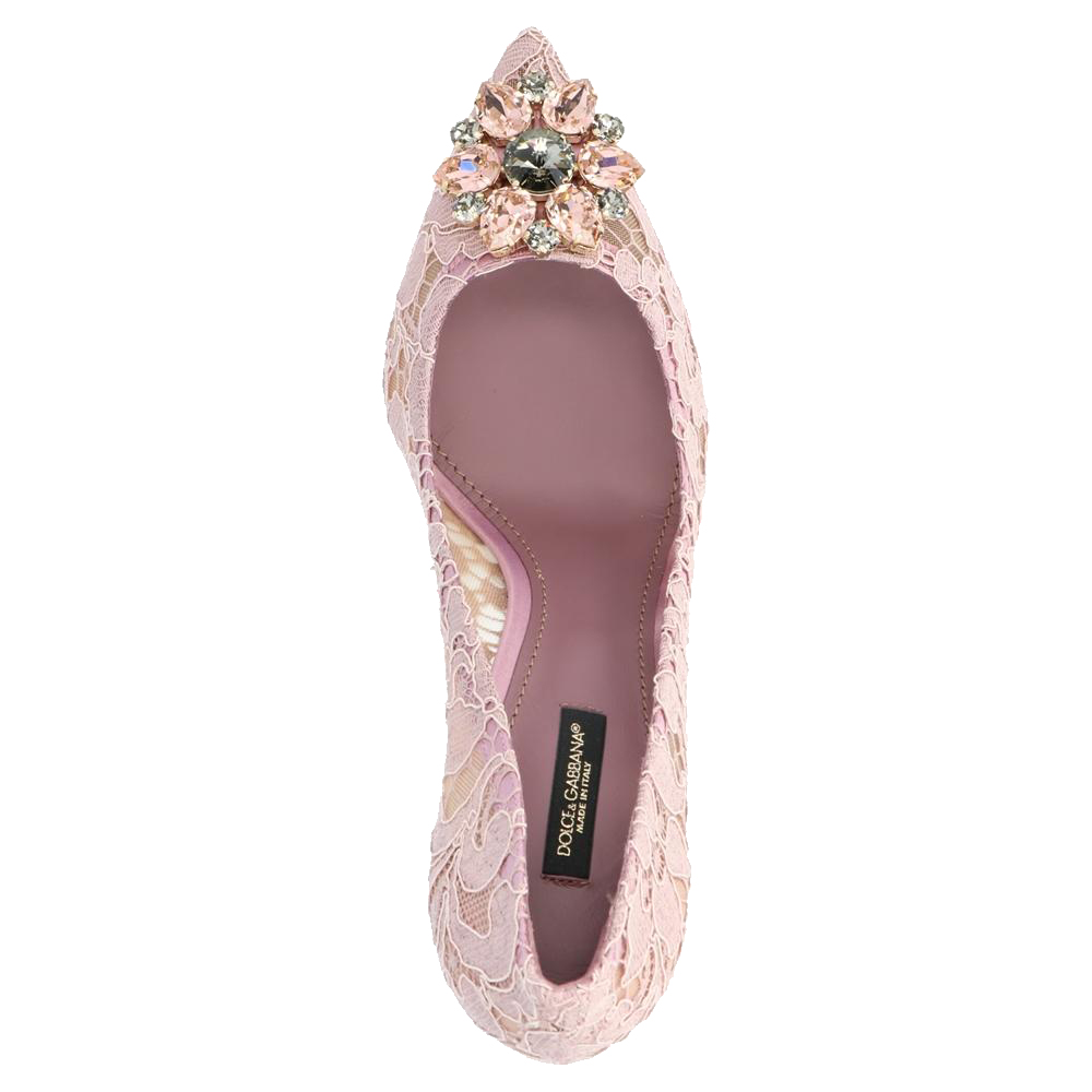 

Dolce & Gabbana Pink Taormina Lace Crystals Embellished Pumps Size EU