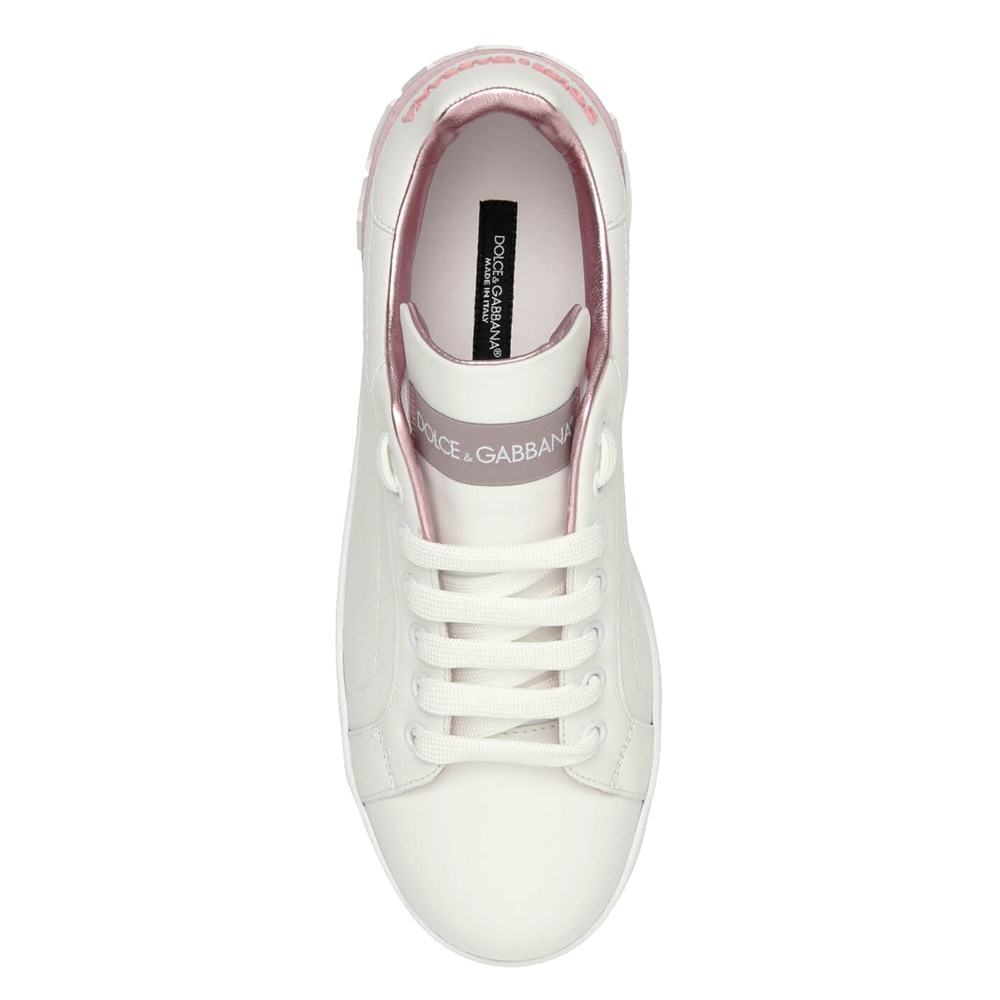 

Dolce & Gabbana White/Pink Portofino Sneakers Size IT