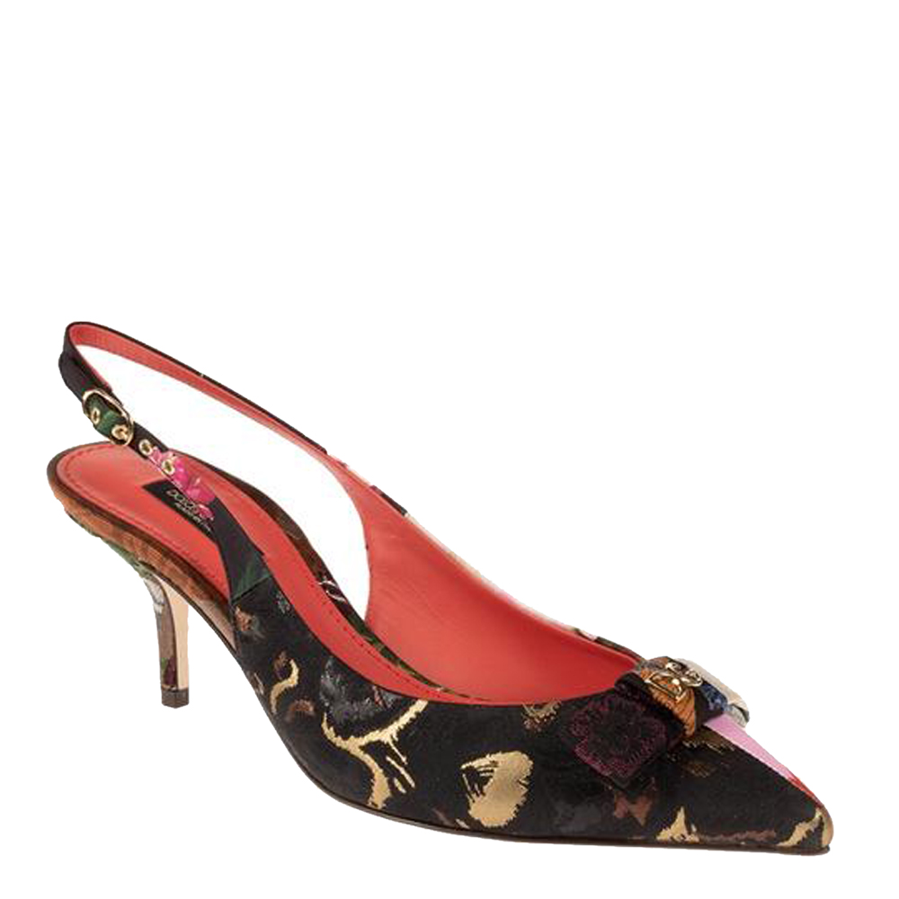 

Dolce & Gabbana Multicolor Floral Pattern Fabric Slingback Pumps Size EU