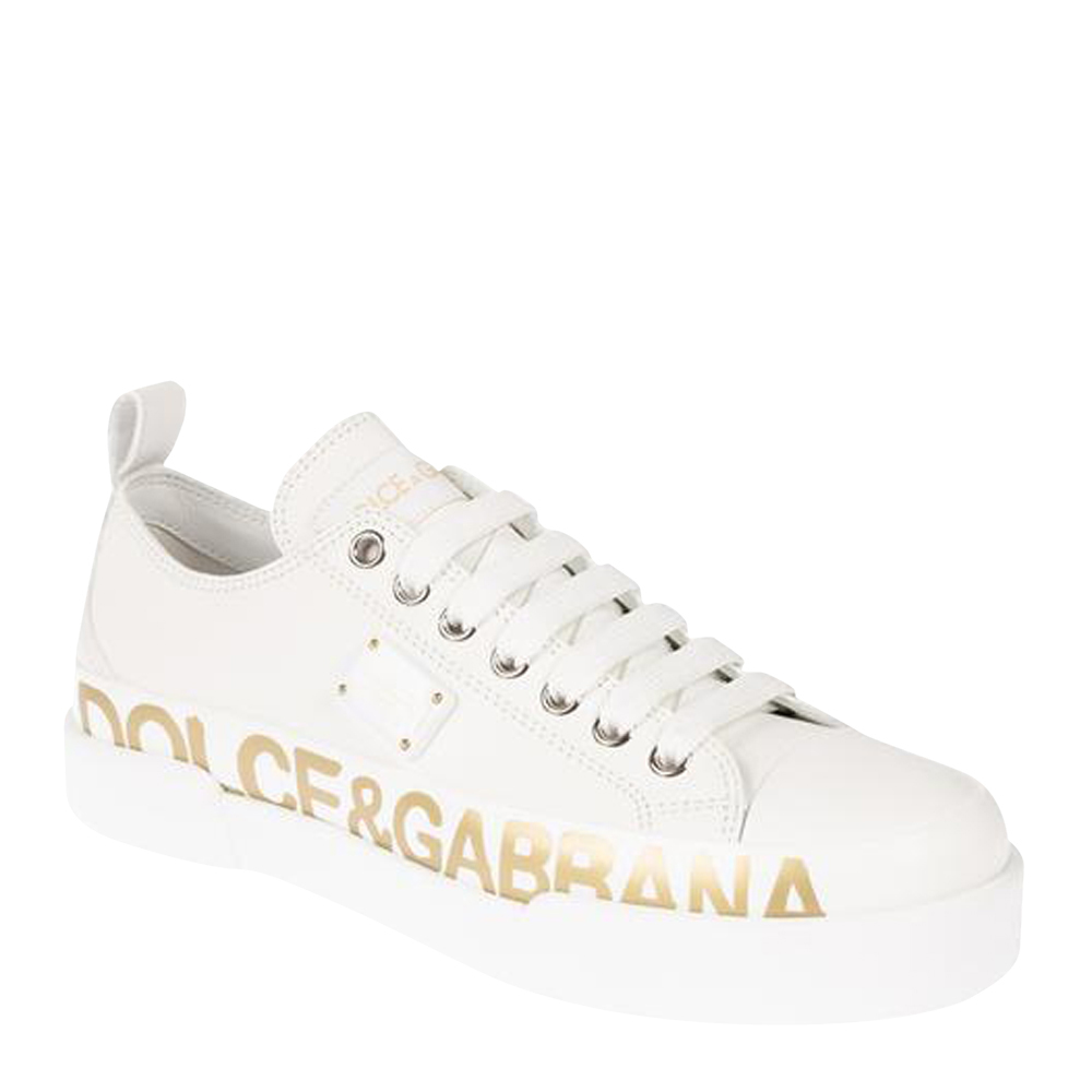 

Dolce & Gabbana White Portofino Logo-Detailed Sneakers Size EU