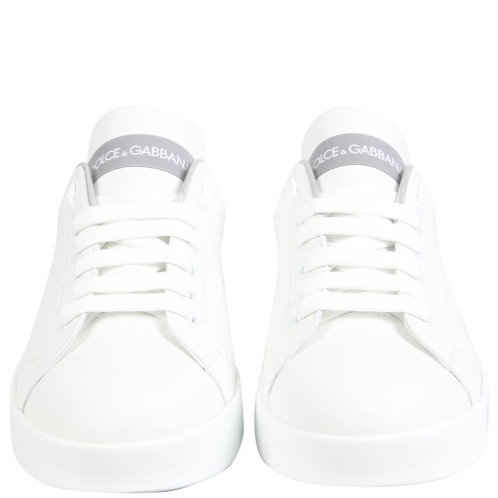 

Dolce & Gabbana White/Silver Calfskin nappa Portofino Sneakers Size IT
