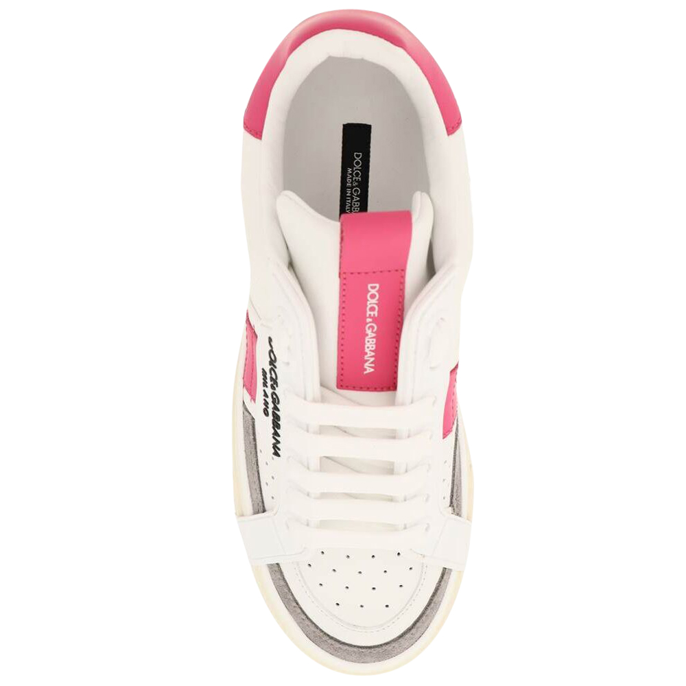 

Dolce & Gabbana White/Pink Calfskin Leather Custom 2.Zero Sneakers Size IT