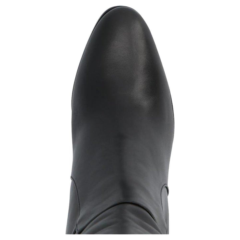 

Dolce & Gabbana Black Leather DG Knee High Boots Size EU