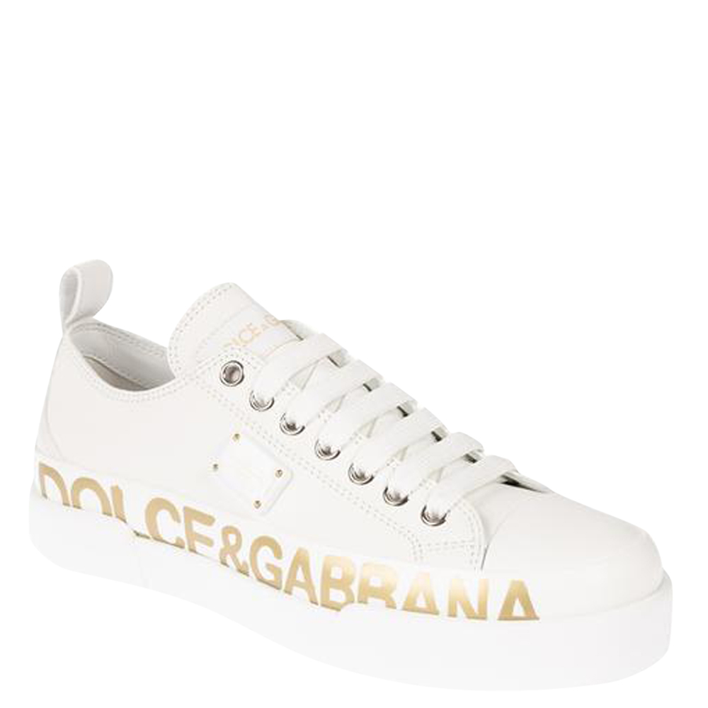 

Dolce & Gabbana White/Gold Calfskin Portofino light Sneakers Size EU