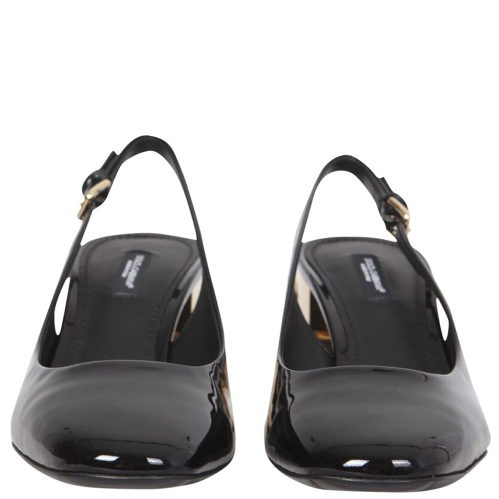 

Dolce & Gabbana Black Patent Leather Karol Slingback Size IT