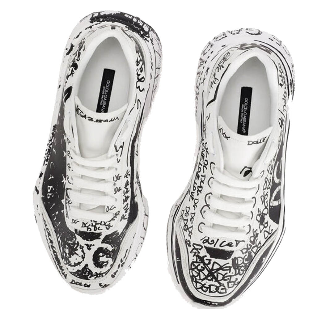 

Dolce & Gabbana White Daymaster Hand-painted “graffiti” Sneakers Size EU