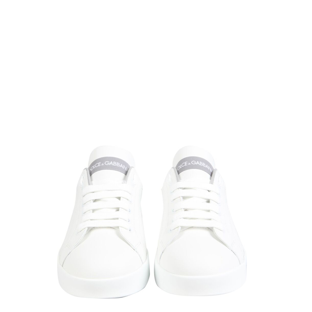 

Dolce & Gabbana White/Silver Nappa Leather Portofino Sneakers Size IT
