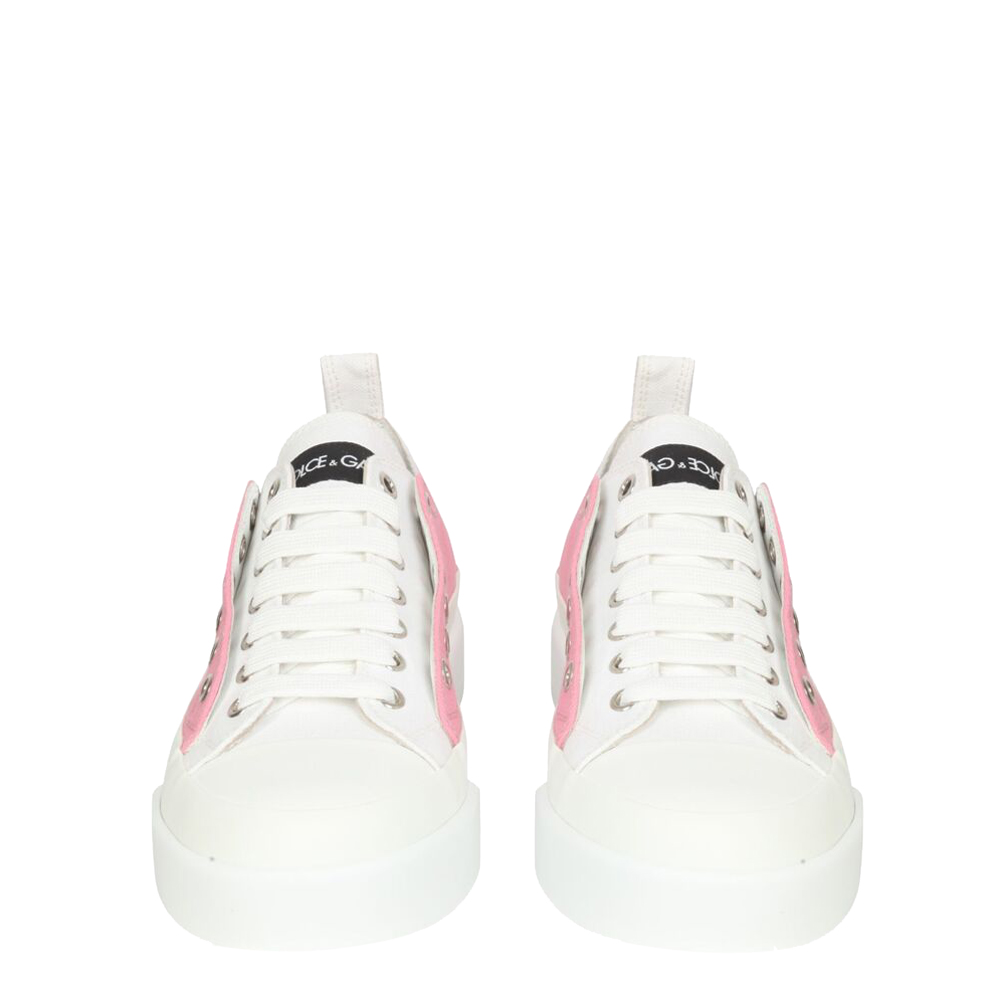 

Dolce & Gabbana Pink/White Canvas Portofino Light Sneakers Size IT