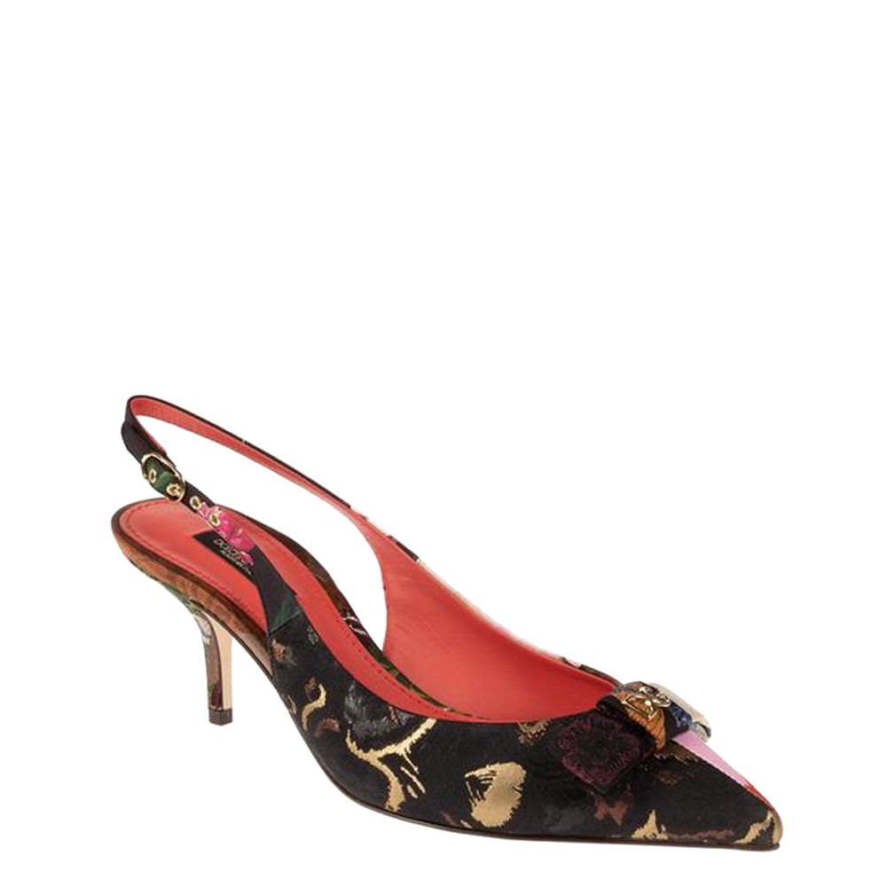 

Dolce & Gabbana Multicolor Fabric Floral Slingback Size EU