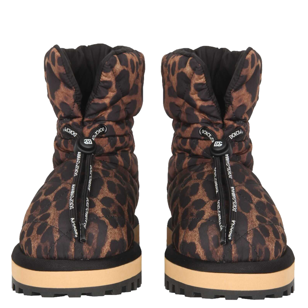 

Dolce & Gabbana Nylon Leopard-print ankle boots Size IT, Beige