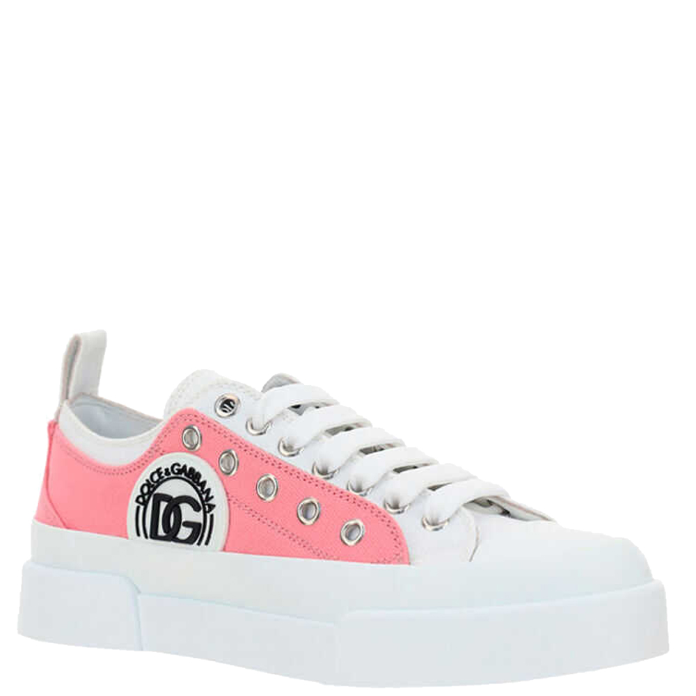 

Dolce & Gabbana Pink/White Canvas Portofino Light Sneakers Size  IT