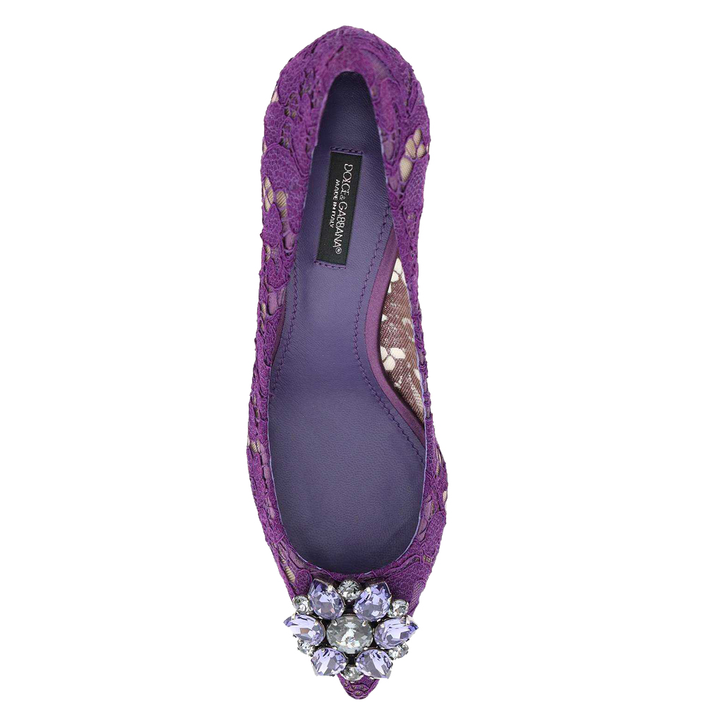 

Dolce & Gabbana Purple Taormina Lace Pumps Size IT