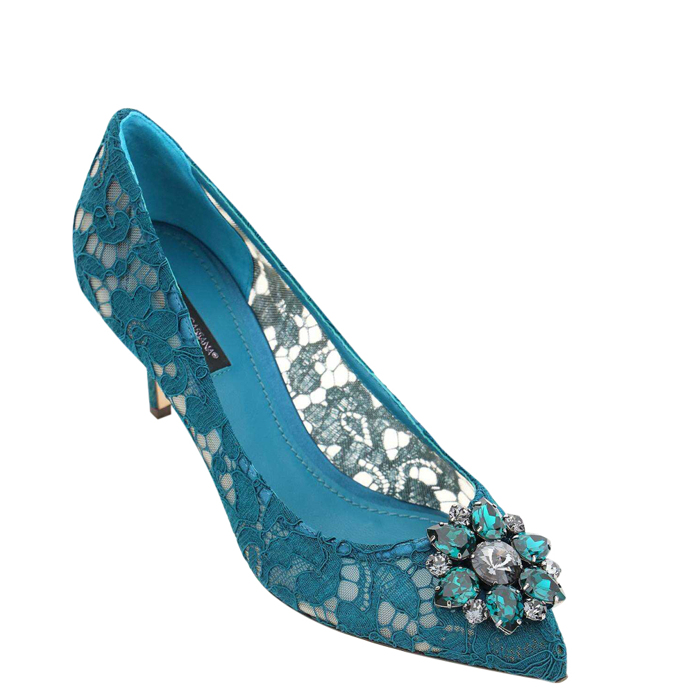 

Dolce & Gabbana Blue Taormina Lace Pumps Size IT