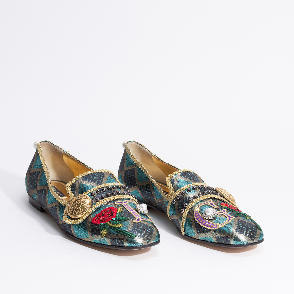 

Dolce & Gabbana Multicolor Embroidered Silk Blend Ballet Flats Size EU