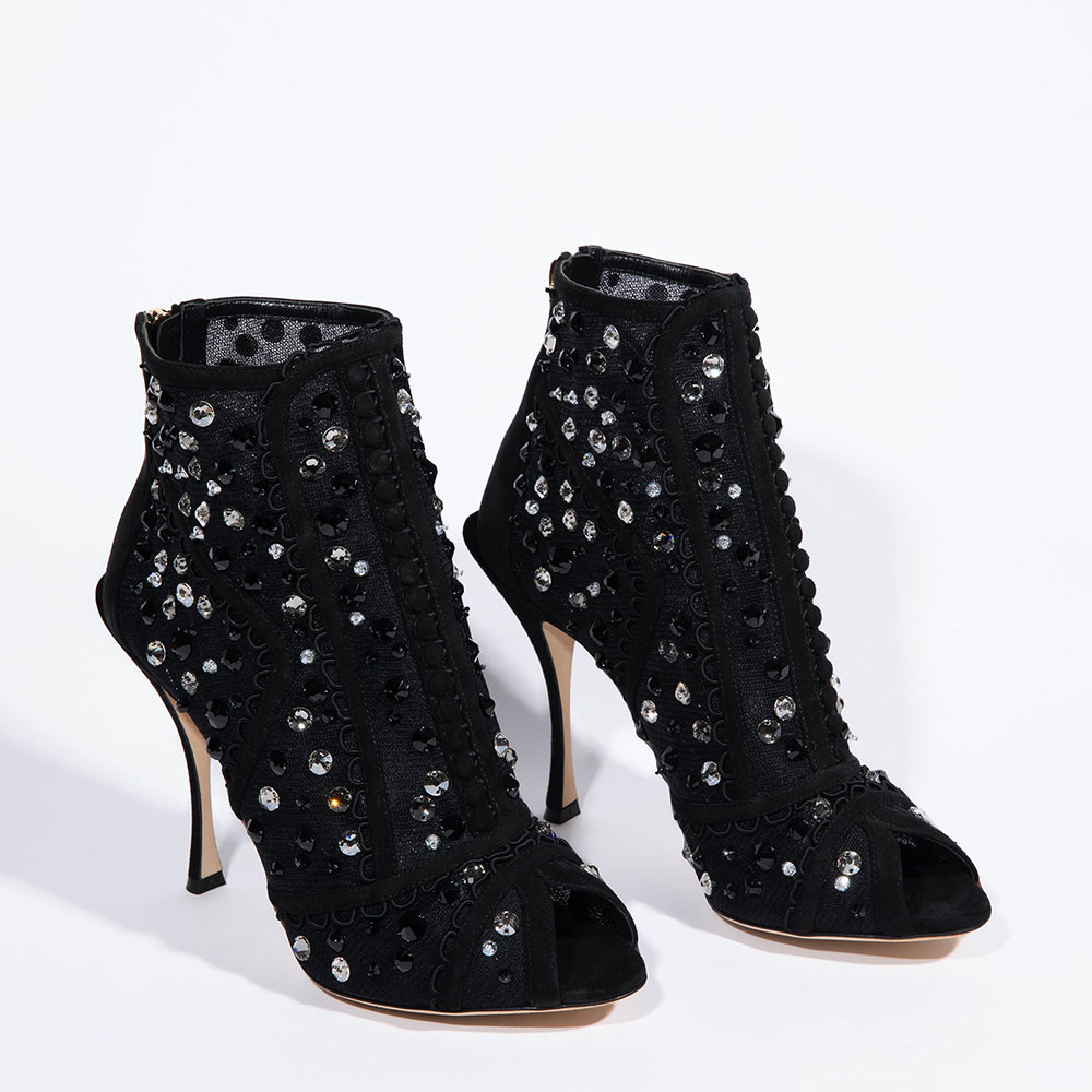 

Dolce & Gabbana Black Textile/Leather Bette Ankle Booties Size EU