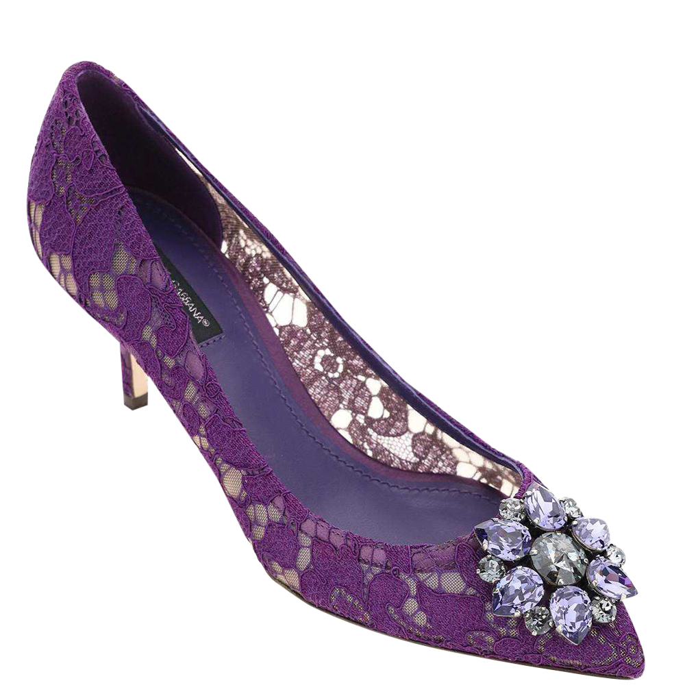 

Dolce & Gabbana Purple Taormina Lace Pumps Size IT