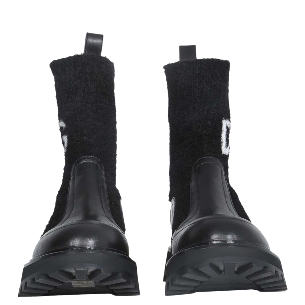 

Dolce & Gabbana Black Calfskin branded sock Horse Leather Boots Size IT