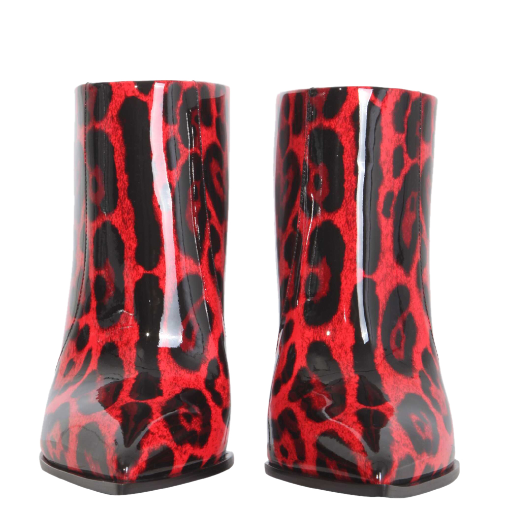 

Dolce & Gabbana Red Leopard-print Patent Leather Boots Size IT, Black
