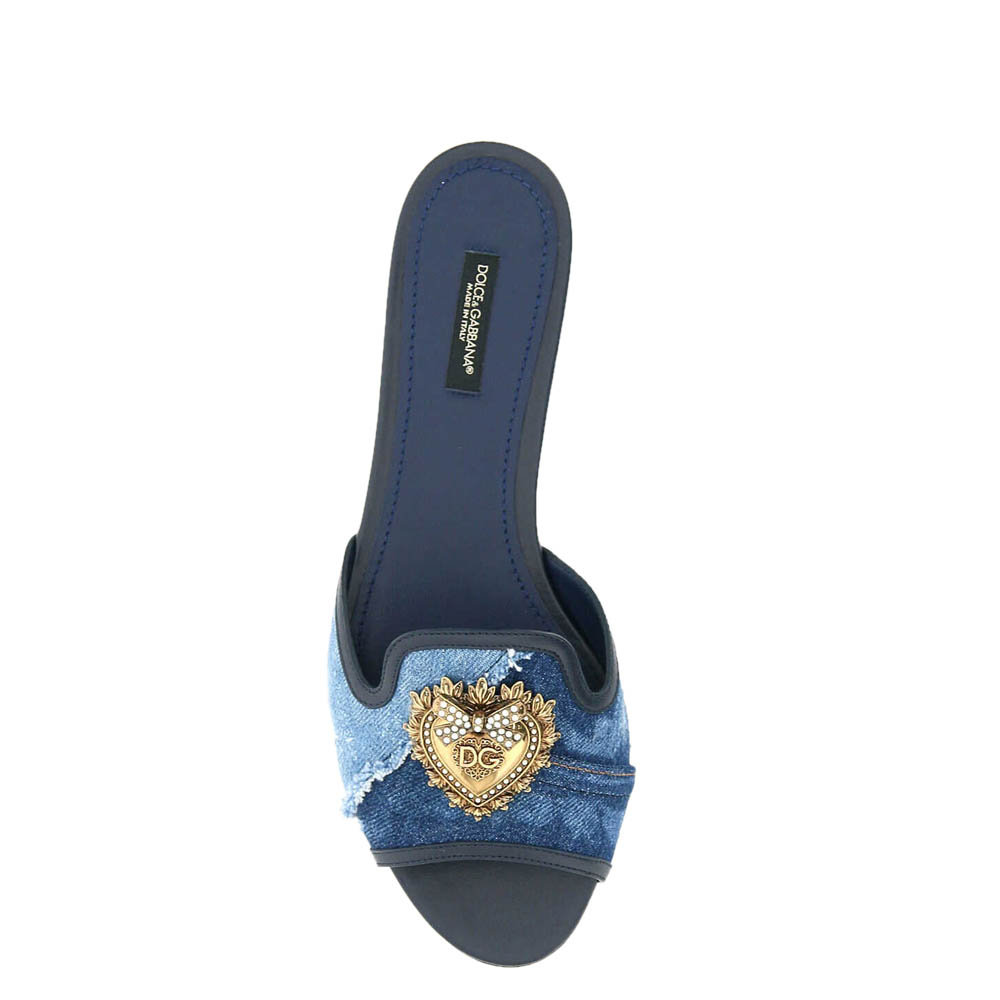 

Dolce & Gabbana Denim Devotion Patchwork Denim Mules Size IT, Blue