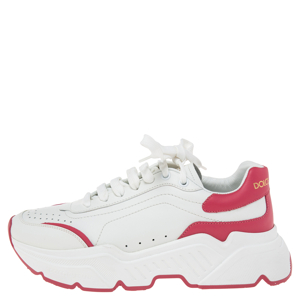 

Dolce & Gabbana White Leather Daymaster Sneakers Size
