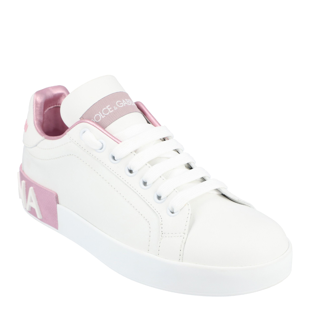 

Dolce & Gabbana White/Pink Calfskin Nappa Portofino sneakers EU