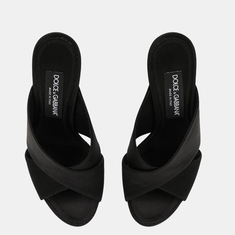 

Dolce & Gabbana Black Satin Geometric Heels EU