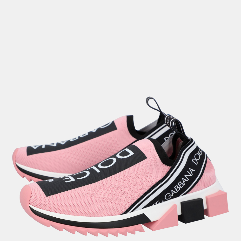 

Dolce & Gabbana Pink Stretch Jersey logo Sorrento Sneakers Size EU, Black