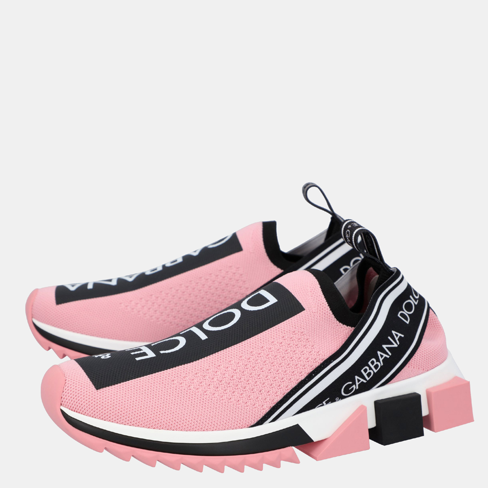 

Dolce & Gabbana Pink Stretch Jersey logo Sorrento Sneakers Size EU, Black