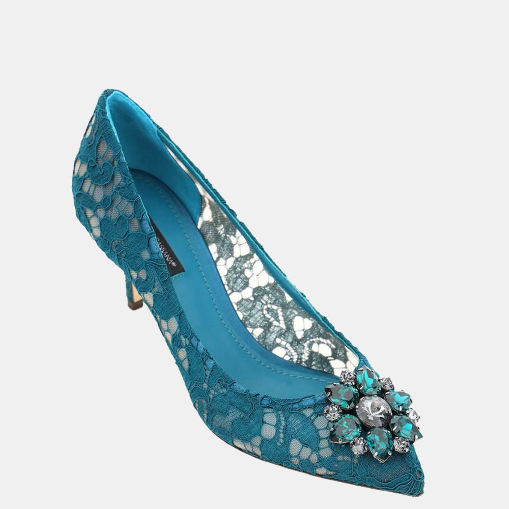 

Dolce & Gabbana Blue Lace rainbow with brooch detailing Pumps Size EU