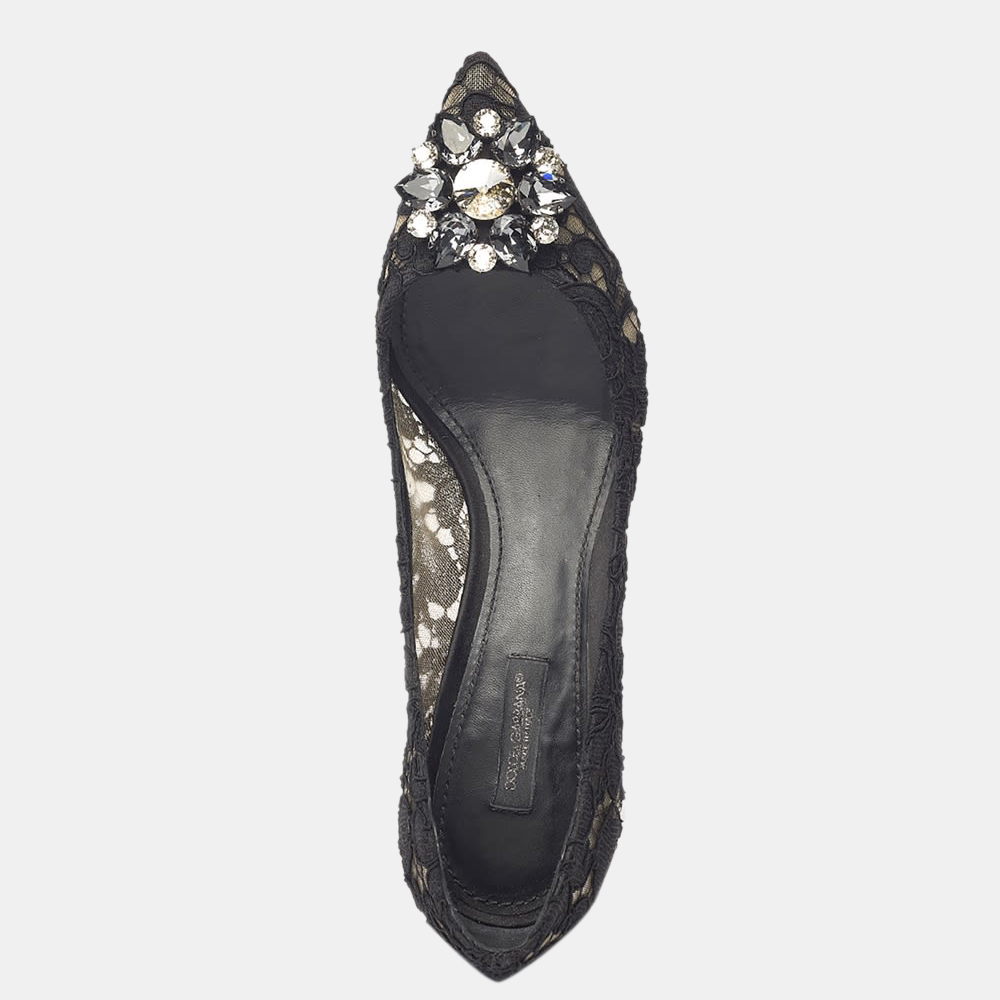 

Dolce & Gabbana Black Taormina Lace Rainbow Brooch Detailing Pumps Size EU