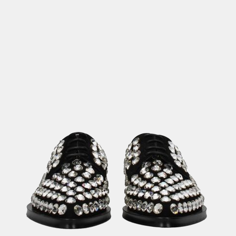 

Dolce & Gabbana Black rhinestone embellished Derby shoes Size US 9 EU