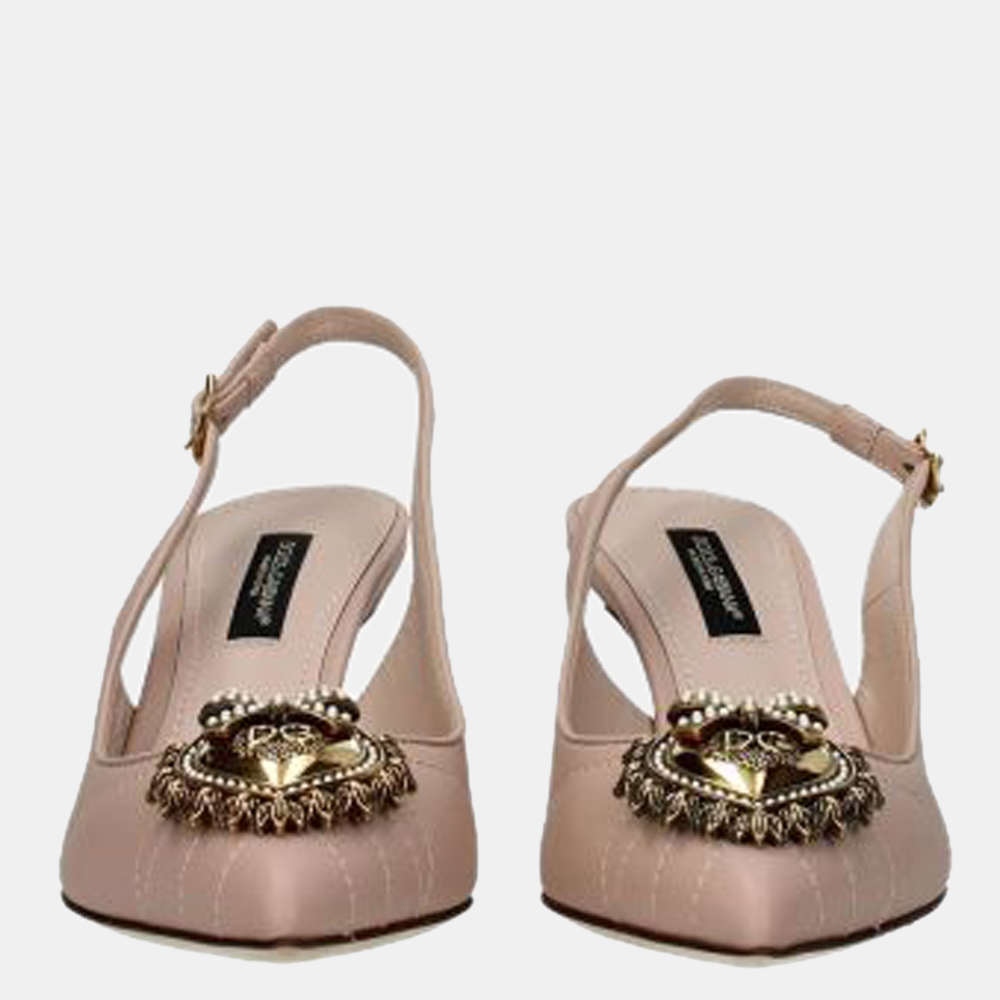 

Dolce & Gabbana Pink Nappa Leather Devotion Slingbacks Size US 7