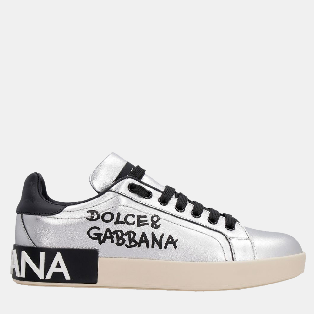 

Dolce & Gabbana Portofino Leather Low-top Sneakers Size EU, Silver