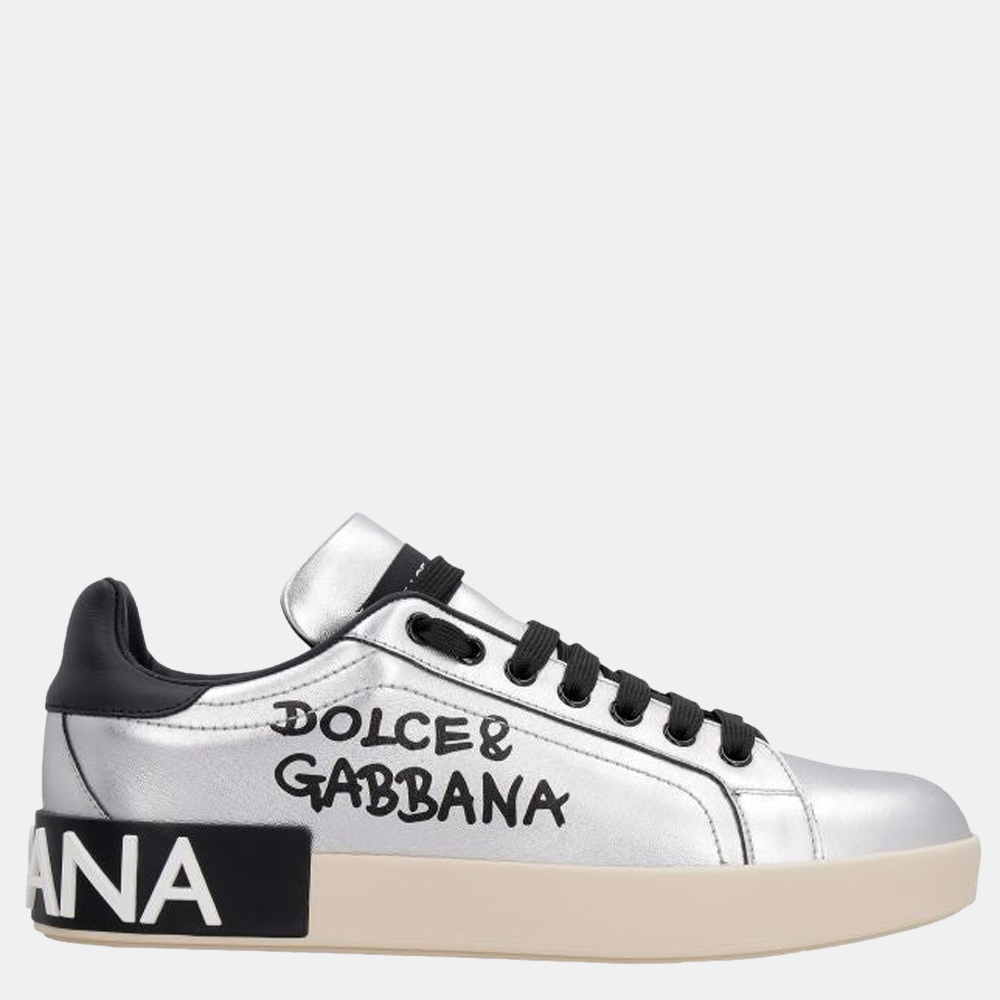 

Dolce & Gabbana Portofino Leather Low-top Sneakers Size EU, Silver