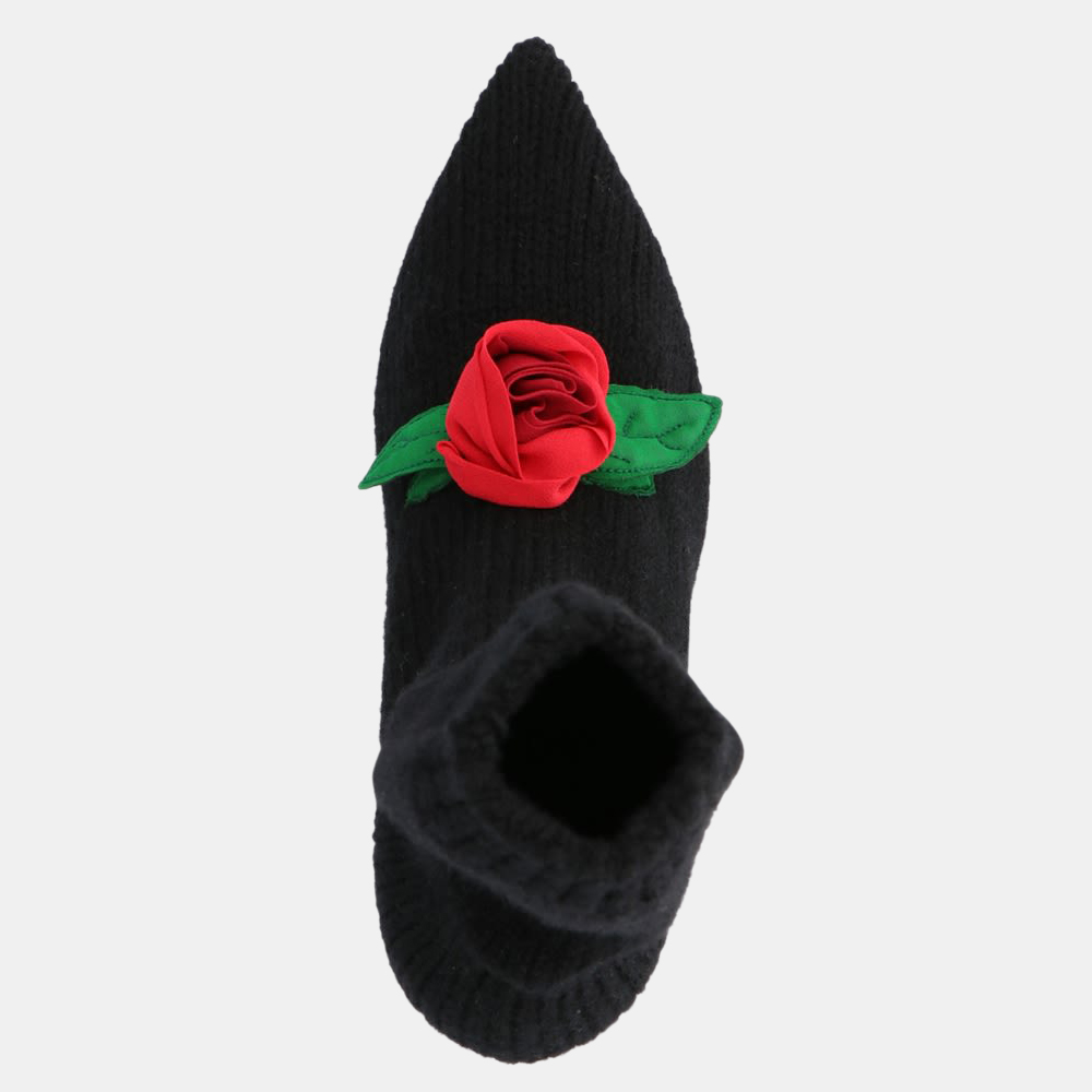 

Dolce & Gabbana Black Knit Rose Boots Size EU