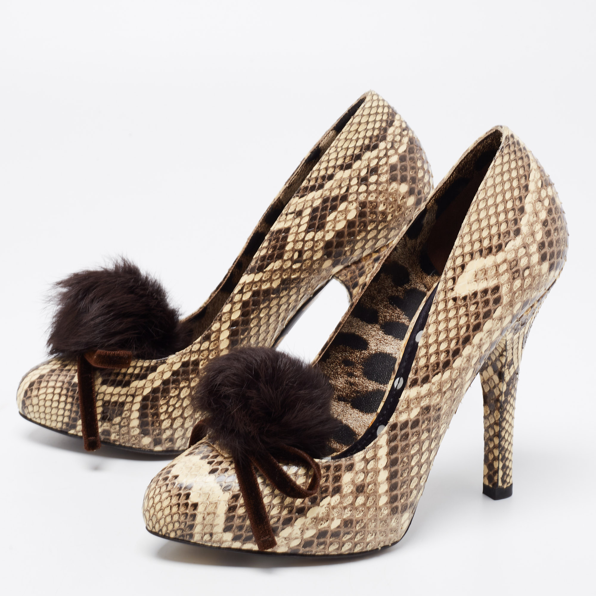 

Dolce & Gabbana Beige/Brown Python Leather Pumps Size