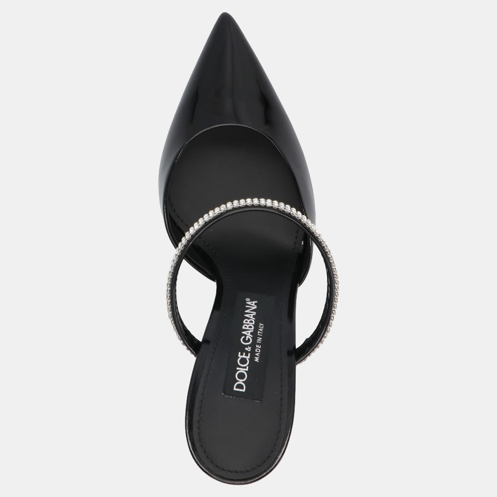 

Dolce & Gabbana Black Leather Embellished Pointy-toe Mules EU