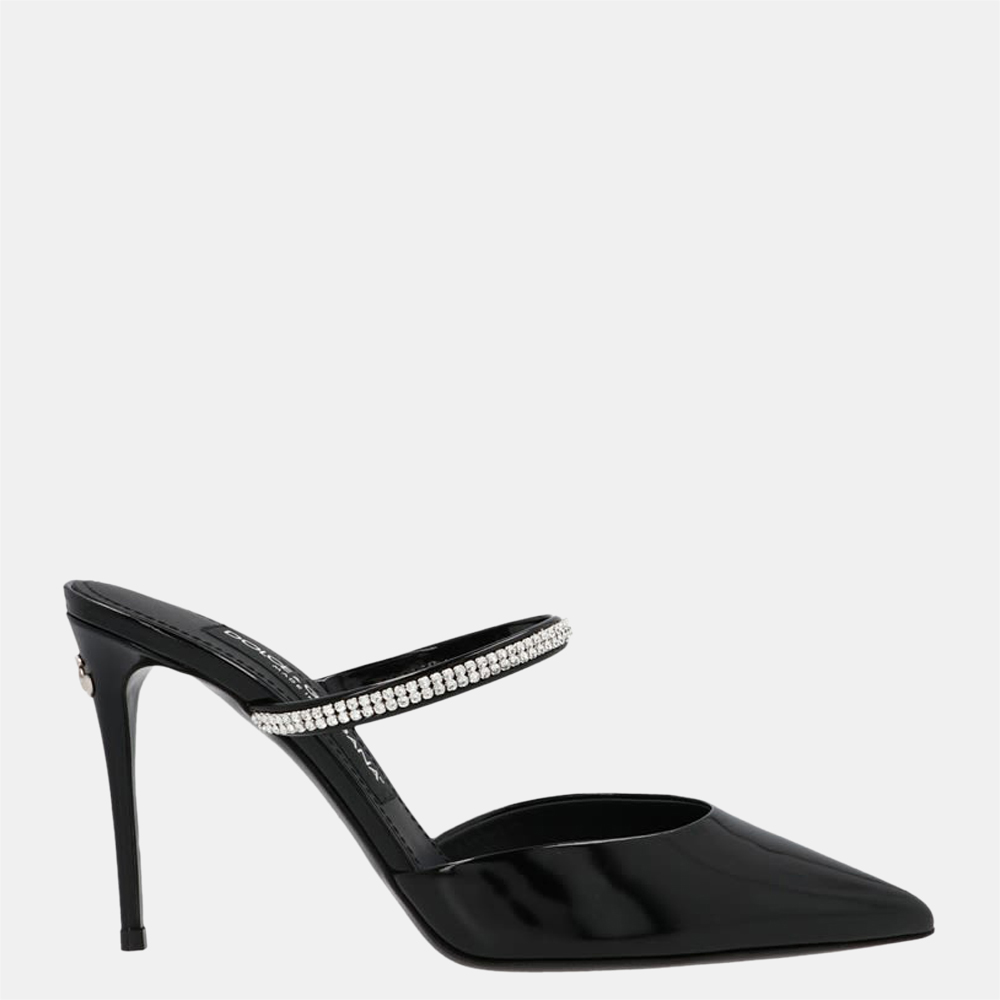 

Dolce & Gabbana Black Leather Pointy-toe Mules EU