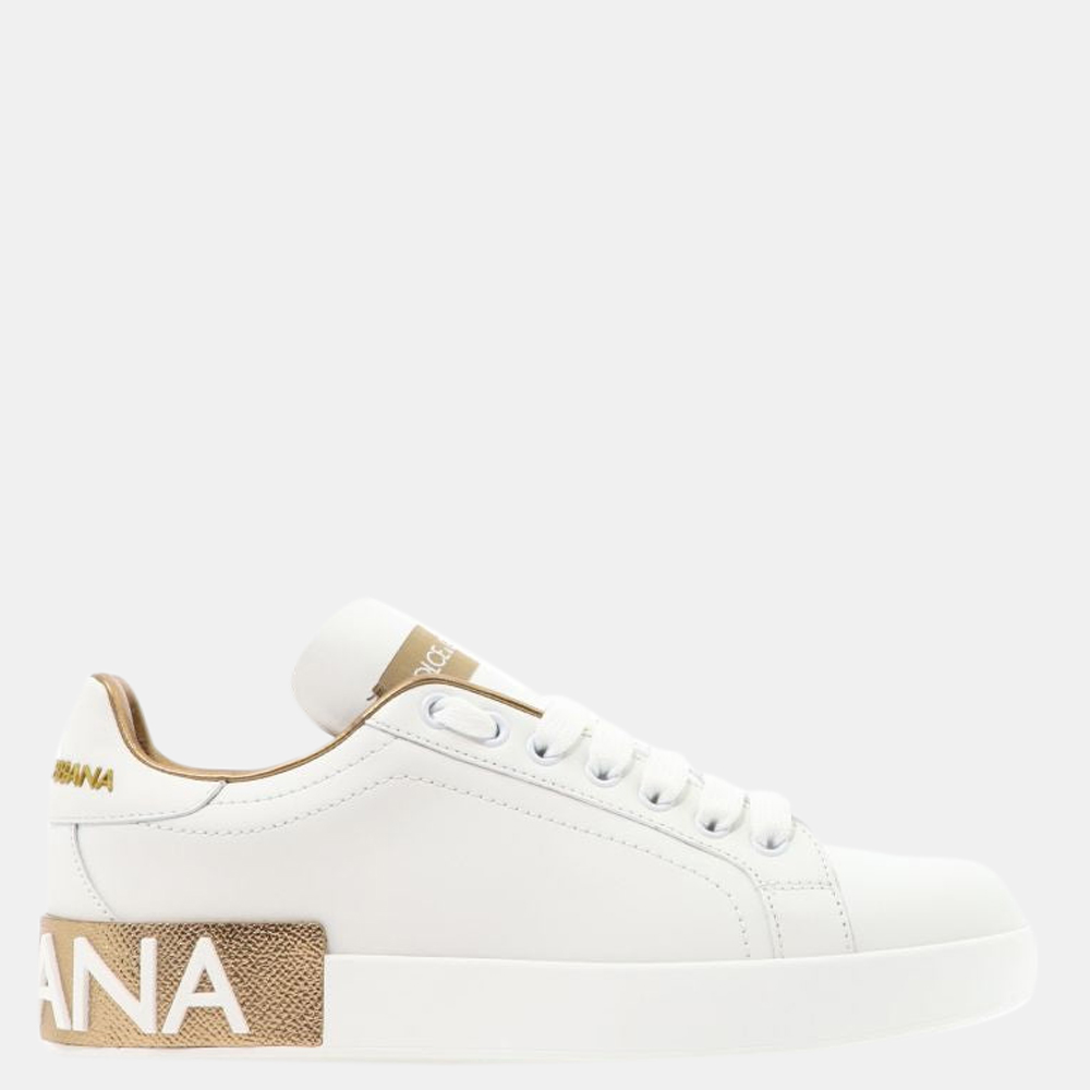 

Dolce & Gabbana White Calfskin Leather Portofino Sneakers Size EU