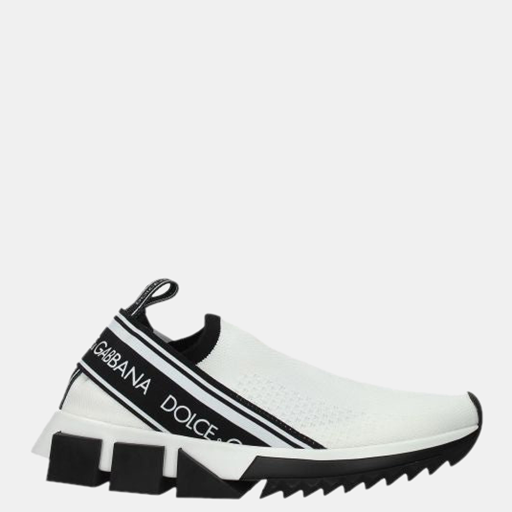 

Dolce & Gabbana White/Black Fabric Rubber Sneakers Size US 5.5 EU