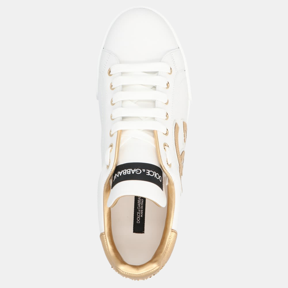 

Dolce & Gabbana White Calfskin Leather Portofino DG Logo Sneakers Size EU