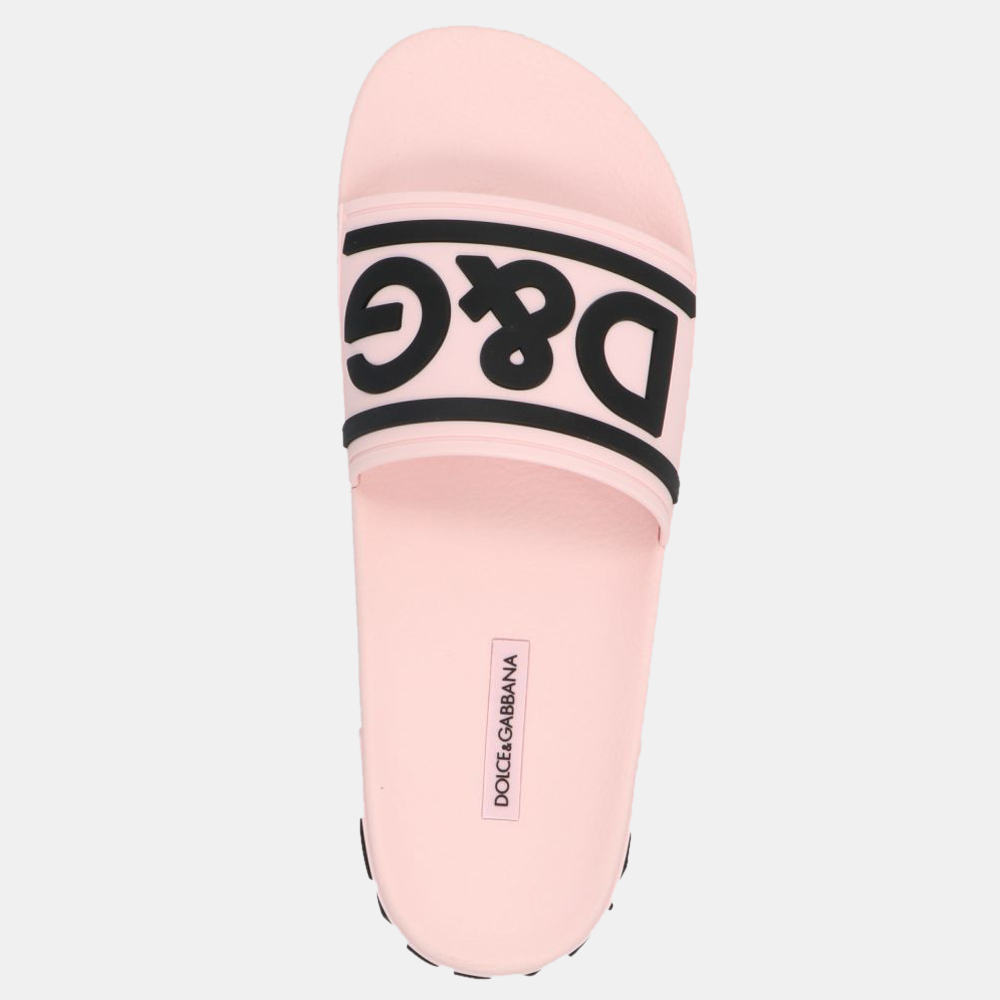 

Dolce & Gabbana Pink Rubber DG Logo Slides Size EU