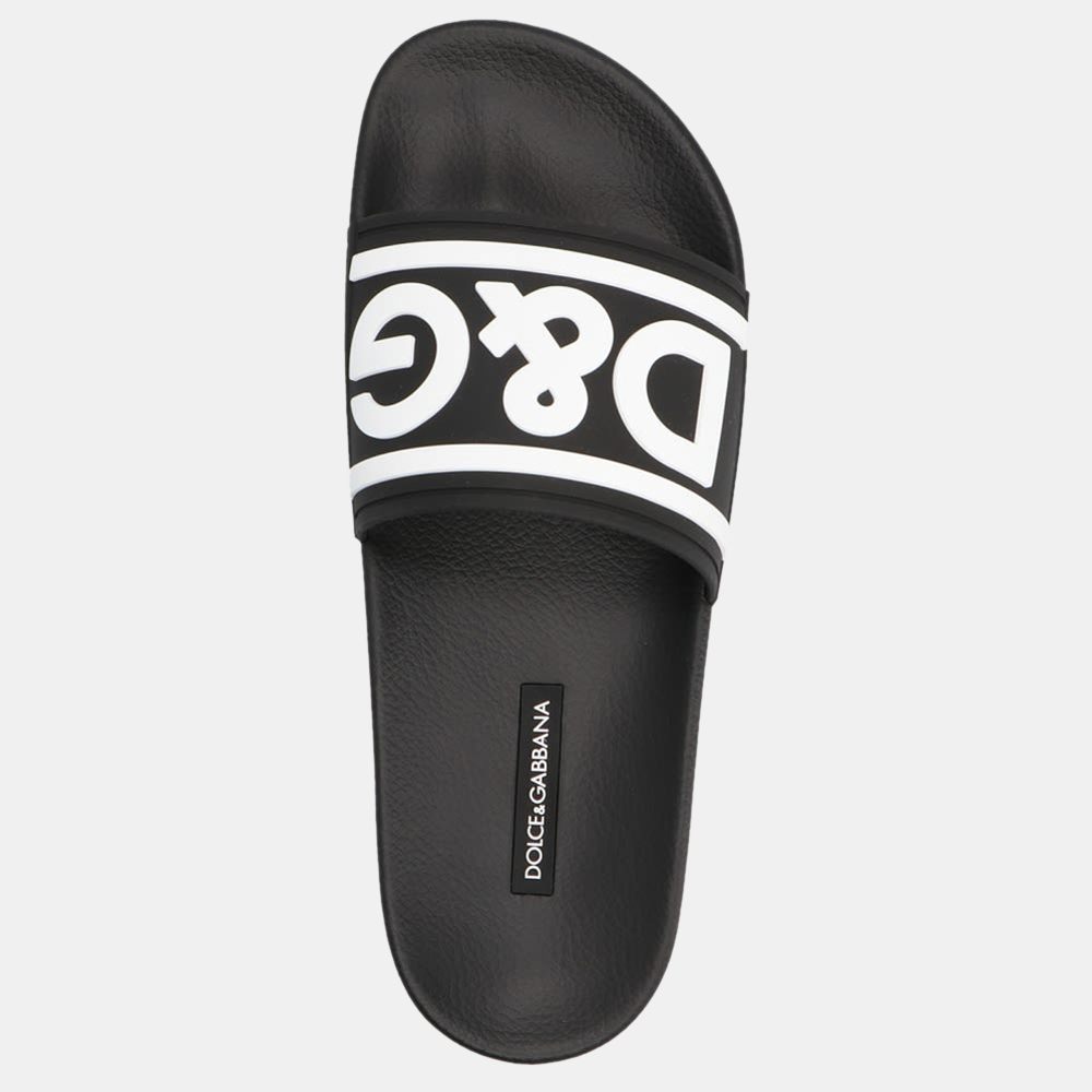 

Dolce & Gabbana Black Rubber Logo Slides Size EU