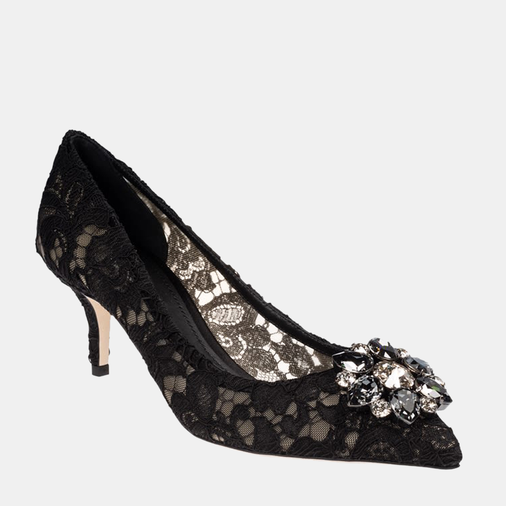 

Dolce & Gabbana Black Taormina lace with crystals Pump Size EU